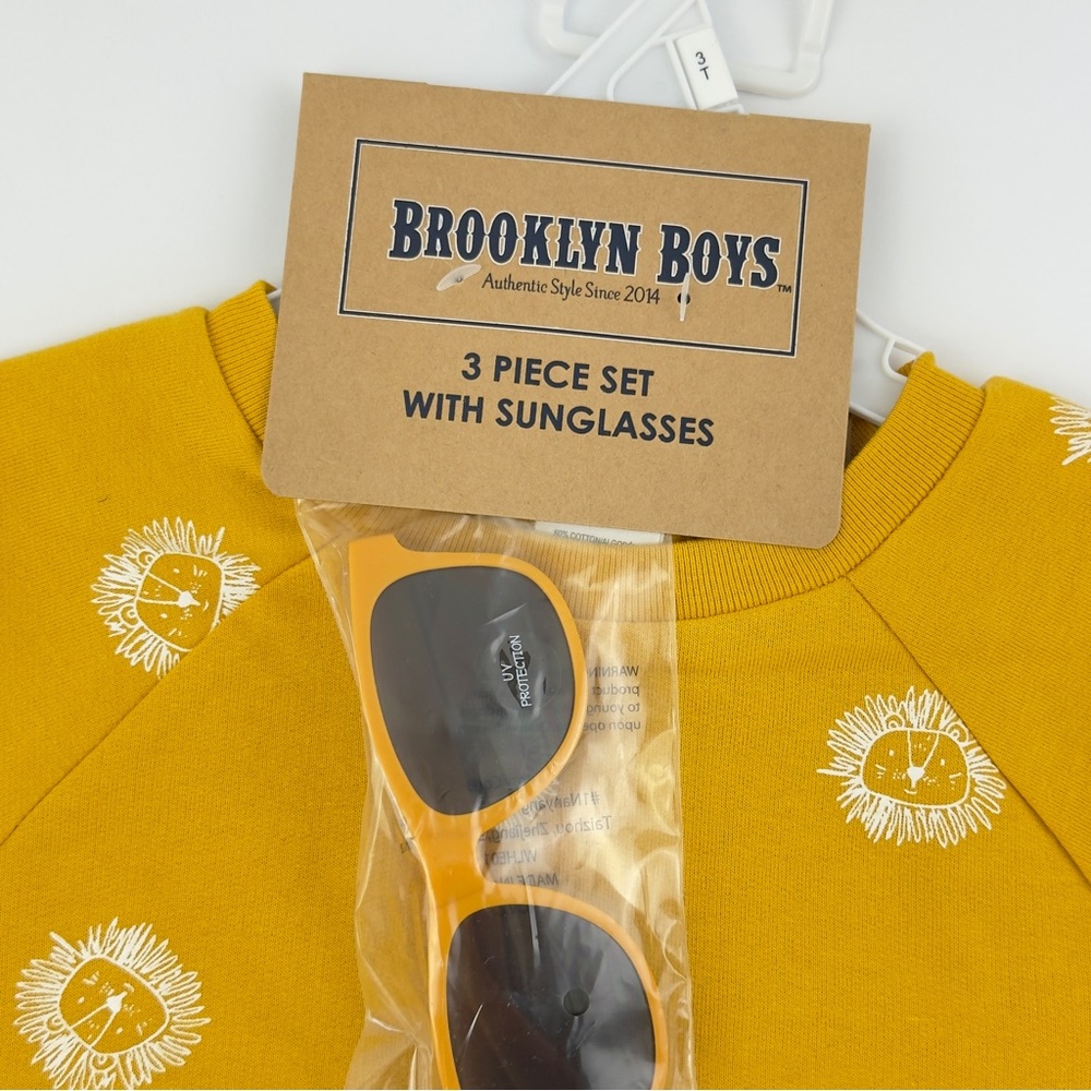 Brooklyn Boys Toddler Boys 2-Piece Fleece Shorts Outfit-Yellow, Size 3T NWT NEW - Picture 3 of 5
